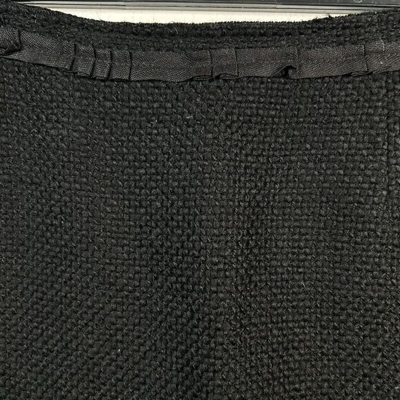 PRADA Tweed Ruffle Hem Skirt Wool Twill Knee Length Black Women's Size 42 US M - Picture 2 of 9